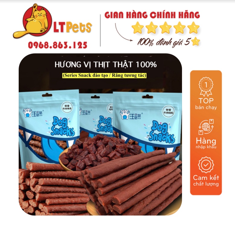 Thịt bò,gà,vịt tươi sấy khô Dog snacks- bánh thưởng cho cún cưng gói 400g