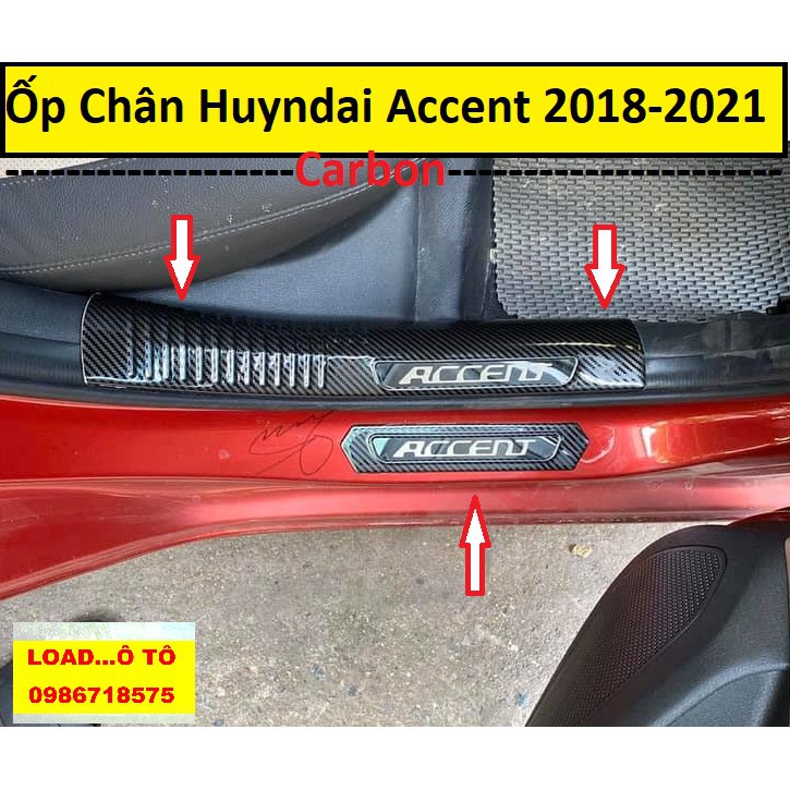 Ốp Bậc Chân, Nẹp Bước Chân Xe Huyndai Accent 2022-2018 Mẫu Vân Carbon Cao Cấp Nhất Thị Trường