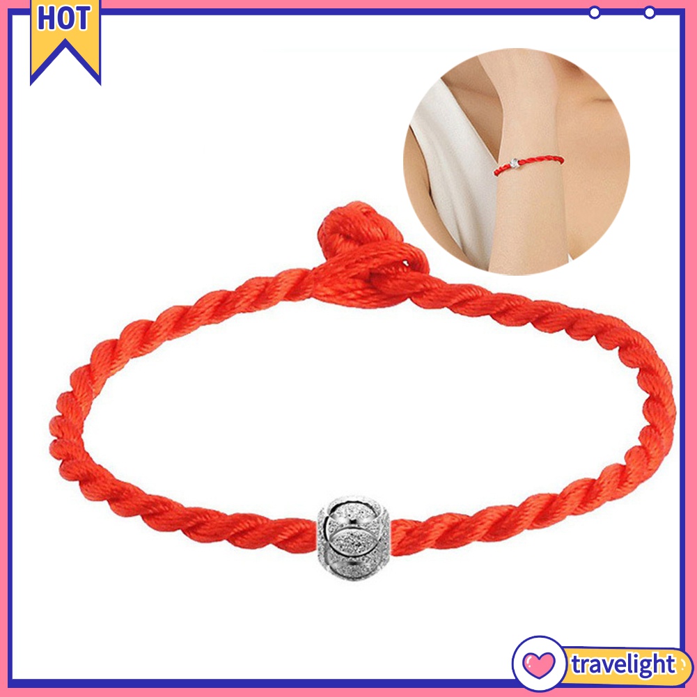 Vòng Đeo Tay May Mắn Bện Dây Xỏ Hạt Mạ Bạc Phong Cách Dân Tộc Dành Cho Nam Nữ