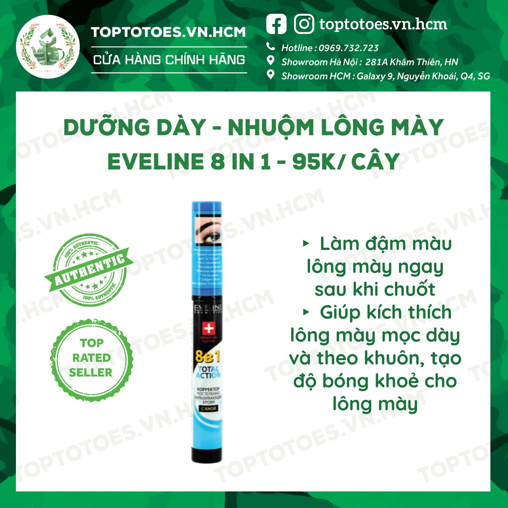 Dưỡng mày Eveline 8 In 1 Total Action Eyebrow Therapy Professional làm dày và nhuộm lông mày