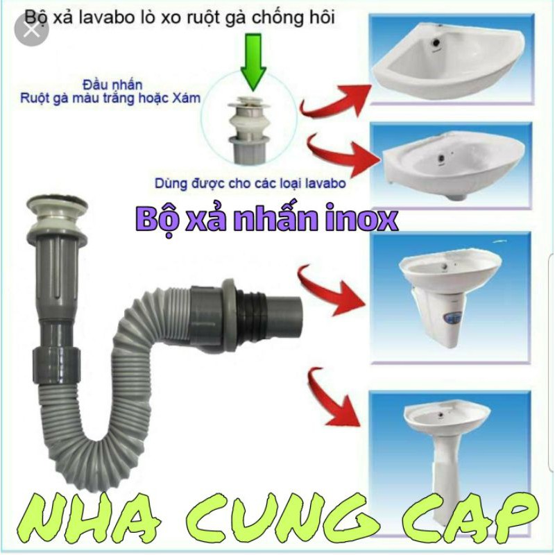 BỘ XẢ NHẤN LAVABO ĐẦU INOX