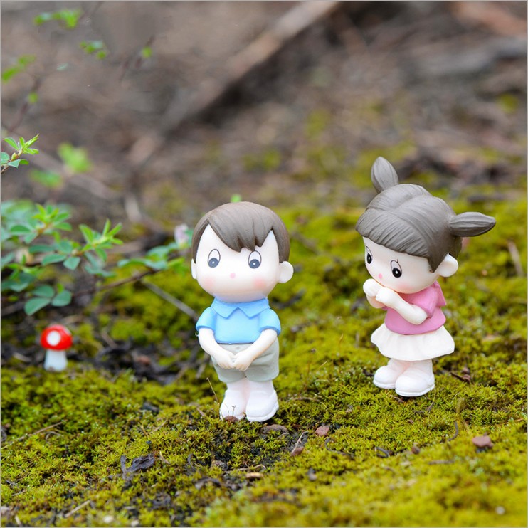 Mô hình đôi bạn nhỏ dễ thương dùng trang trí tiểu cảnh, terrarium, móc khóa, DIY