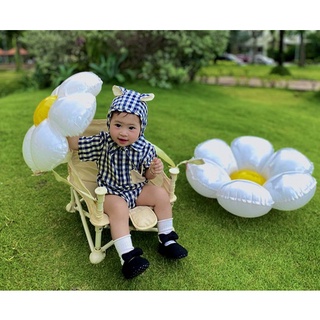 Bộ body cho bé trai, gái cộc tay Kèm nón Chất đũi Hoạ tiết caro Size 0m đến 18m Nina Kids Boutique Chuyên Body cho bé