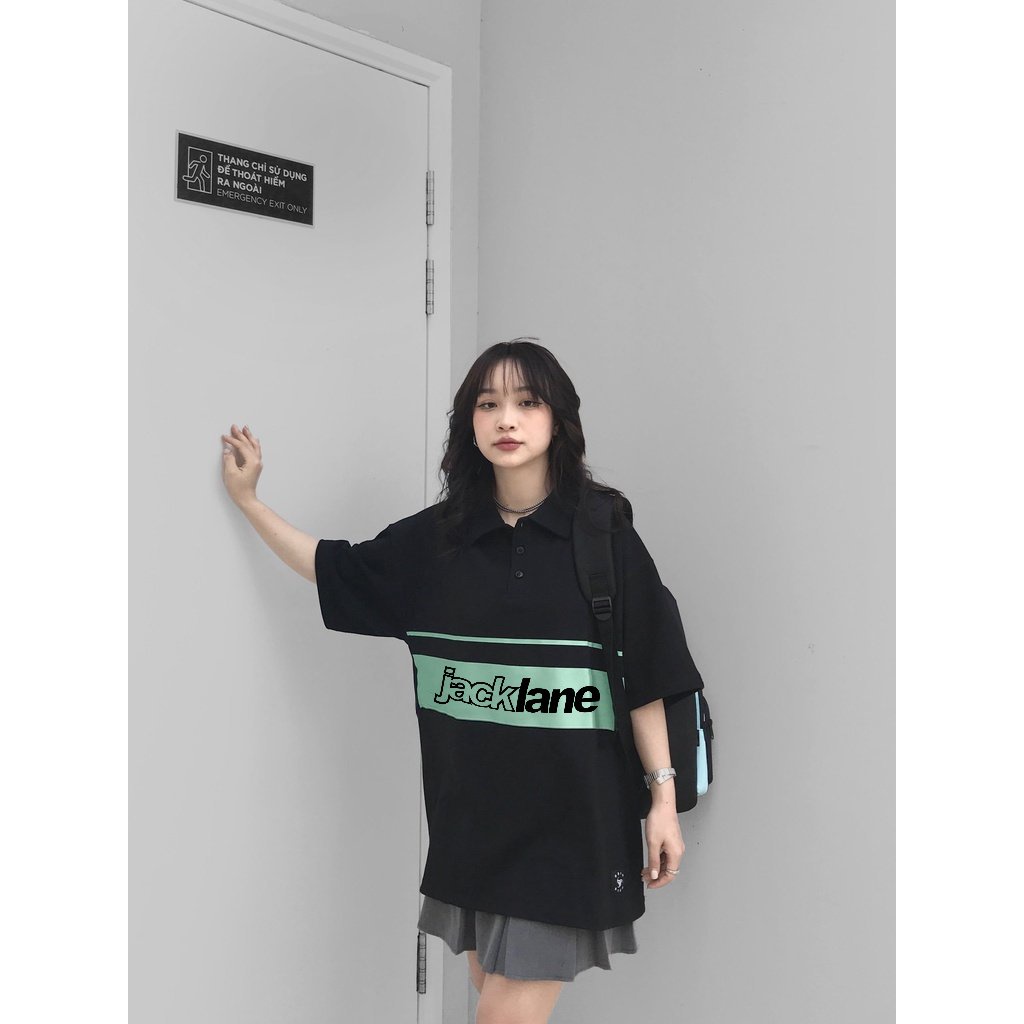 Áo Polo Oversize POOF, JACKLANE, Áo polo cộc tay Unisex Jack Lane