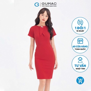 Đầm nữ ôm body phối phụ kiện GUMAC màu đỏ sexy DB652