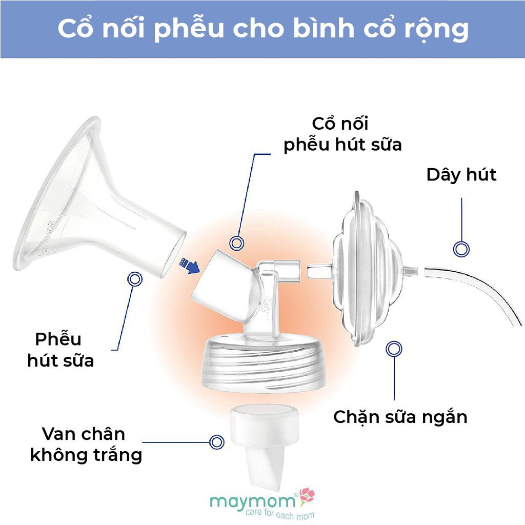 Phễu hút sữa, Cổ nối rộng máy hút sữa Maymom| Phụ kiện máy hút sữa  dùng cho Máy hút sữa: Spectra, Avent…