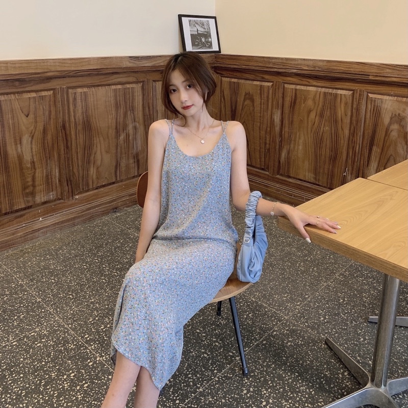 VÁY HAI DÂY HOA NHÍ ĐẦM HAI DÂY HOA NHÍ DÀI QUAI CÁCH ĐIỆU