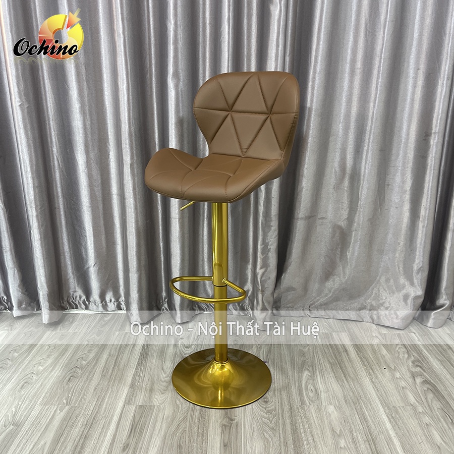 Ghế Quầy Lễ Tân, Ghế Quầy Bar Mẫu KIM CƯƠNG Chân Vàng K1 Tĩnh Điện Điều Chỉnh Độ Cao 60/80 Và Xoay 360 Độ