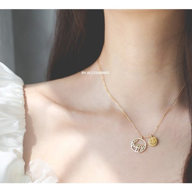 Dây chuyền titan mặt cười Happy không gỉ WN191003