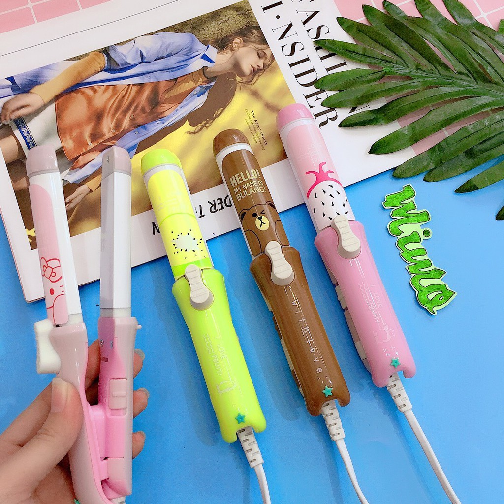 Máy làm tóc mini 2 in 1 tạo kiểu tóc duỗi uốn, xoăn ép nhiều mẫu hoạt hình cute dễ thương nhiều màu sắc