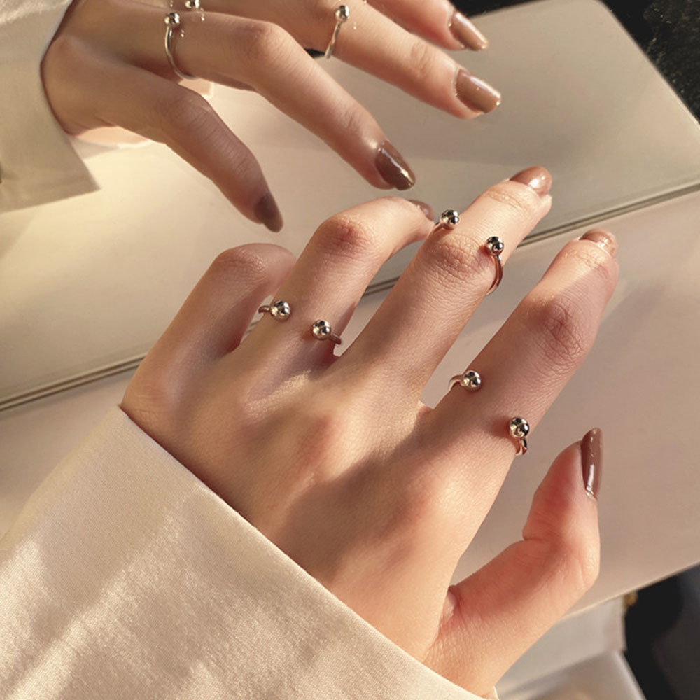 ALLGOODS Korea Opening Rings Minimalist Finger Rings Metal Rings Pearl New Jewelry Small Ball Copper Girls Fashion Jewelry
