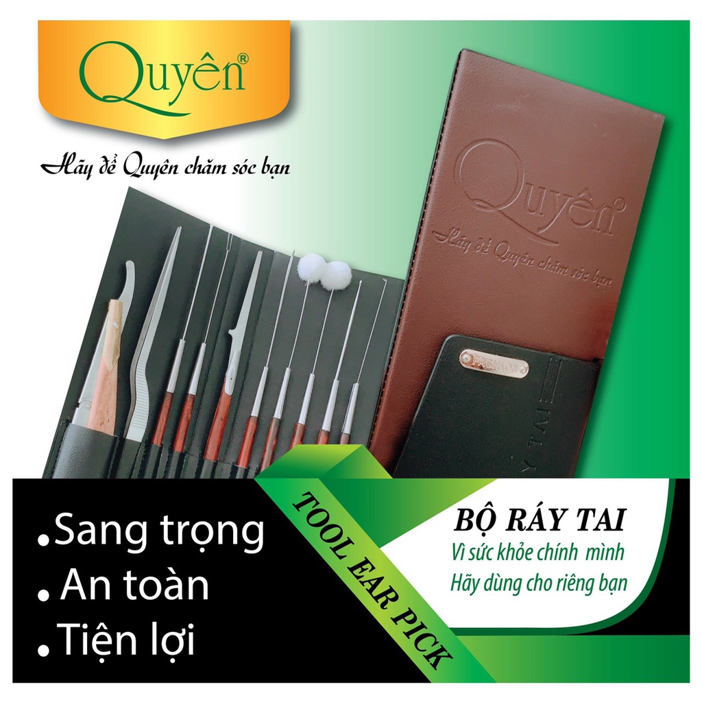 Bộ Lấy Ráy Tai Cao Cấp Quyên - Bao Da