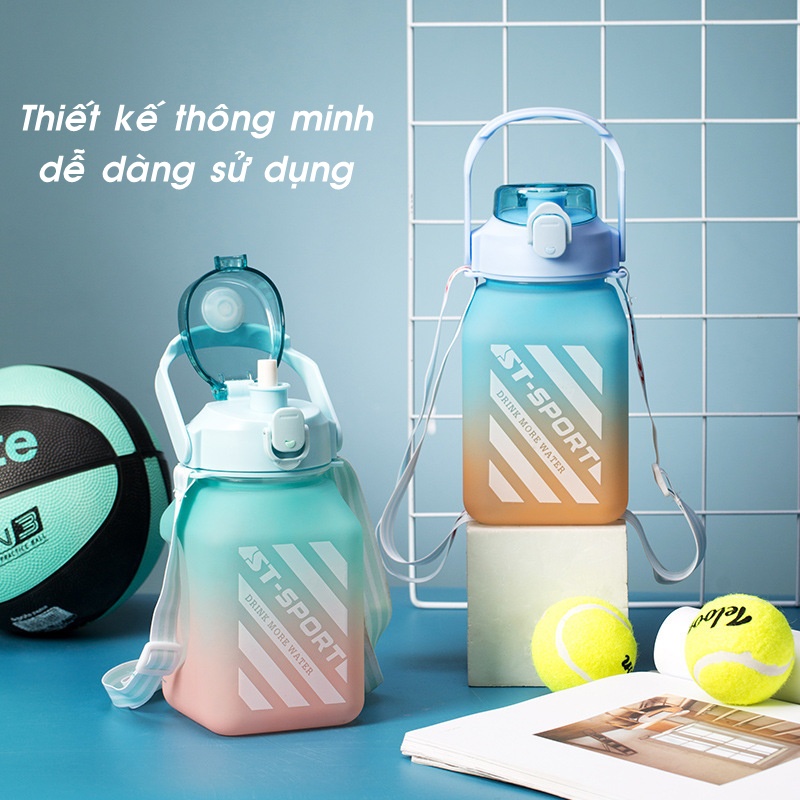 Bình Nước 1.3 Lít Có Ống Hút BN/06, Bình Đựng Nước Nóng Lạnh Cho Bé Đi Học Tập Thể Thao Gym Du Lịch Tặng Sticker Cute