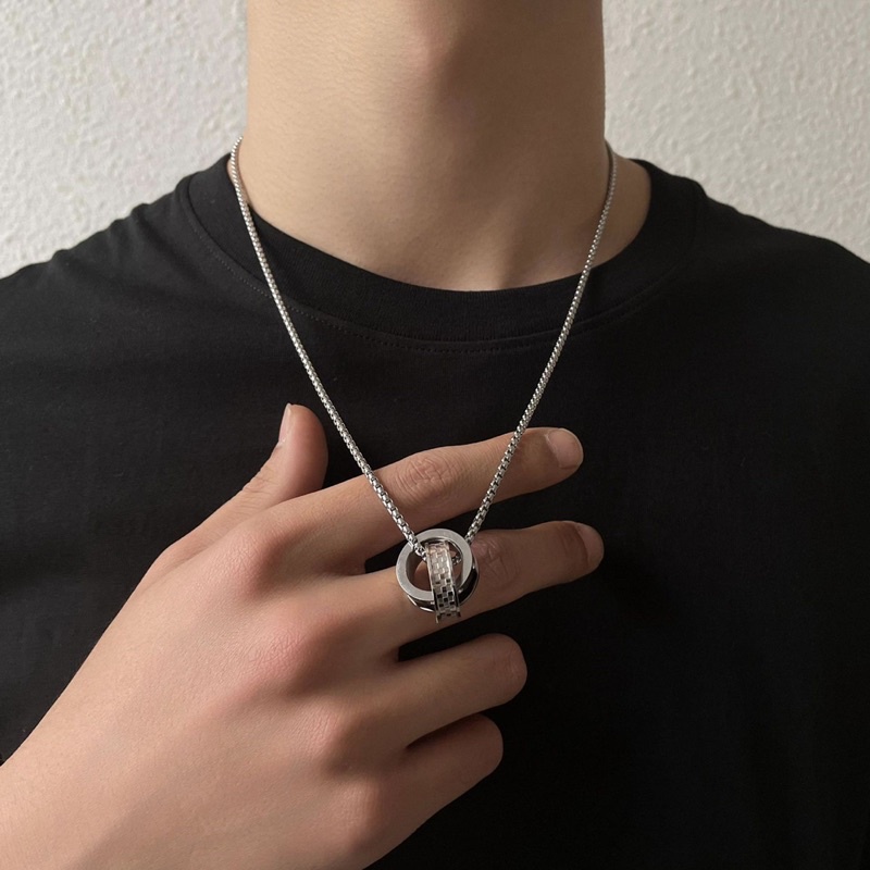 Dây chuyền 2 nhẫn đính đá