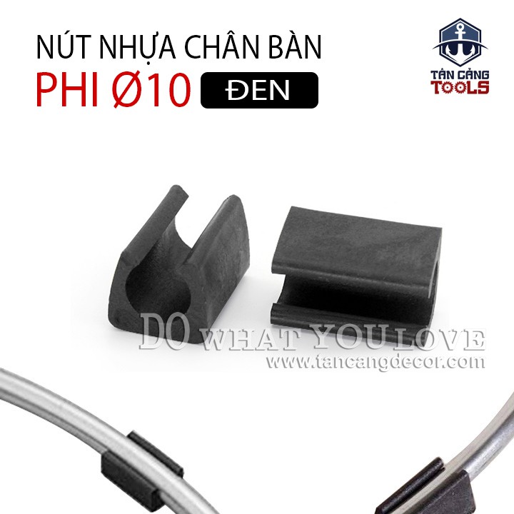 50 Chân Nhựa Bọc Chân Bàn Ghế Sắt Phi Tròn 10 mm - Màu Trắng / Màu Đen