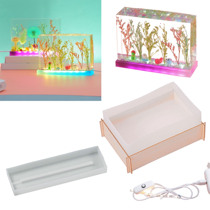 Khuôn Silicone Làm Đèn LED Hình Chữ Nhật DIY