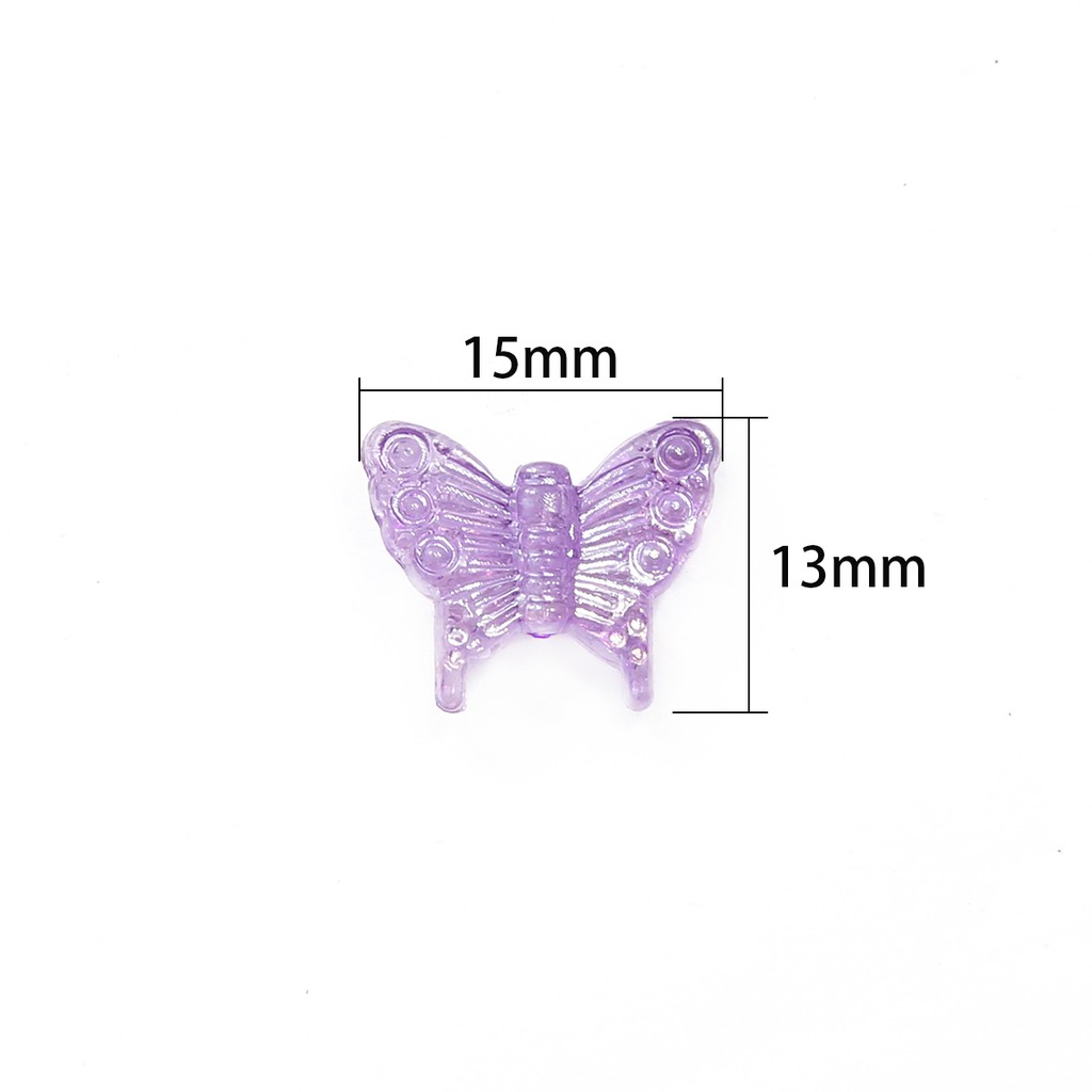 Bộ 20 hạt nhựa acrylic hình bướm nhiều màu 15x13mm dùng làm trang sức thủ công