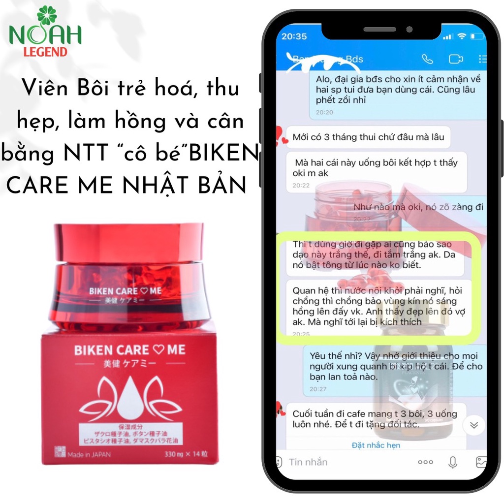 Viên Bôi Trẻ Hóa, Thu Hẹp, Làm Sáng Hồng và Cân Bằng Nội Tiết Tố Biken CareMe Nhật Bản