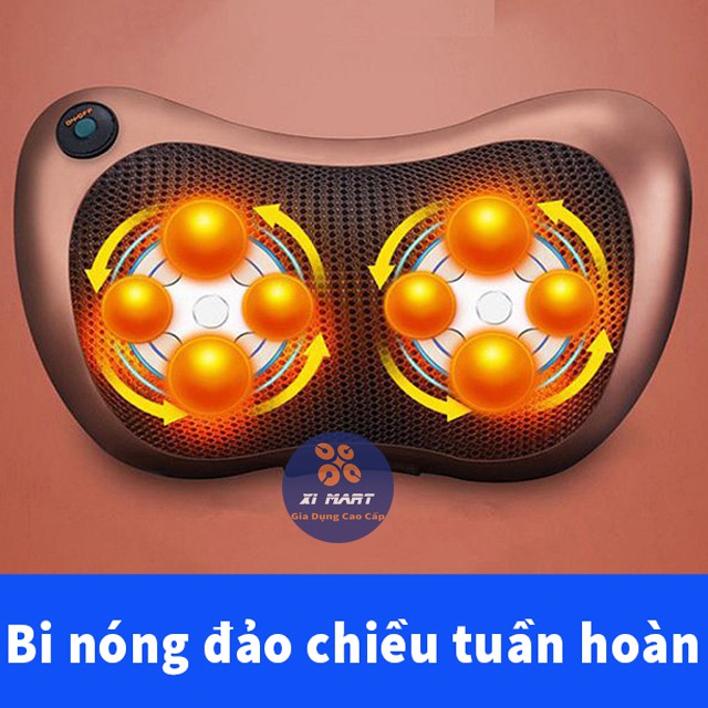 Gối massage hồng ngoại 8 bi mát xa cao cấp Nhật Bản có thể Matxa vai, lưng, cổ, bụng...tiện lợi - BH 1 đổi 1 - XiMart