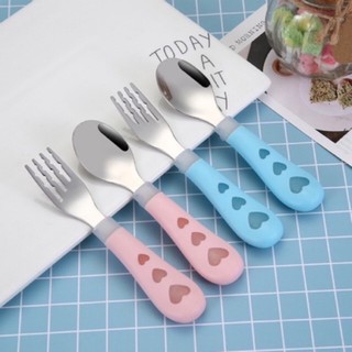 Bộ Muỗng Thìa/ Nĩa thìa baby love tim cho bé tập ăn dặm cute[có kèm hộp đựng]