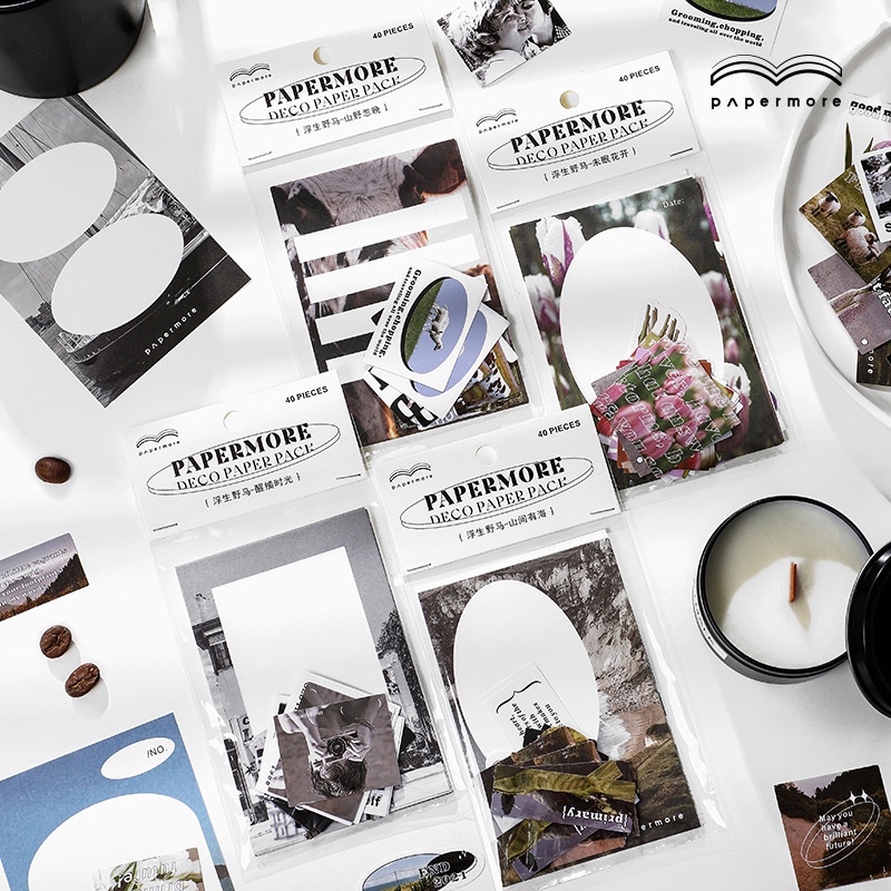 Set 40 miếng dán và giấy ghi chú trang trí sổ tay ghi kế hoạch tùy chọn họa tiết