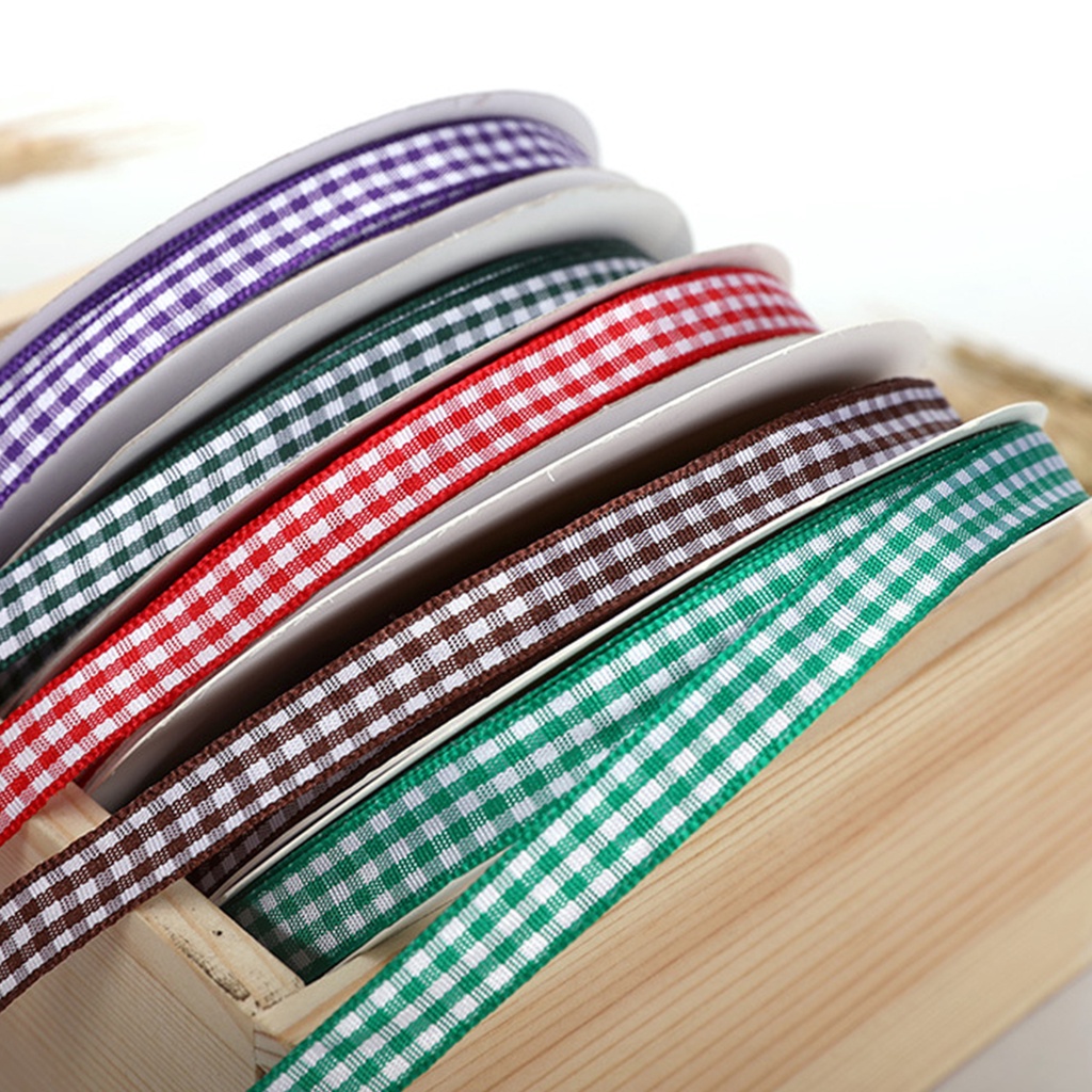 Cuộn dây ruy băng kẻ sọc caro trang trí hộp quà DIY