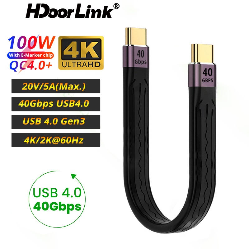 Cáp dữ liệu sạc nhanh HdoorLink PD 100W 5A USB C sang C USB 4.0 Gen3 Type C Thunderbolt 3 4K@60Hz