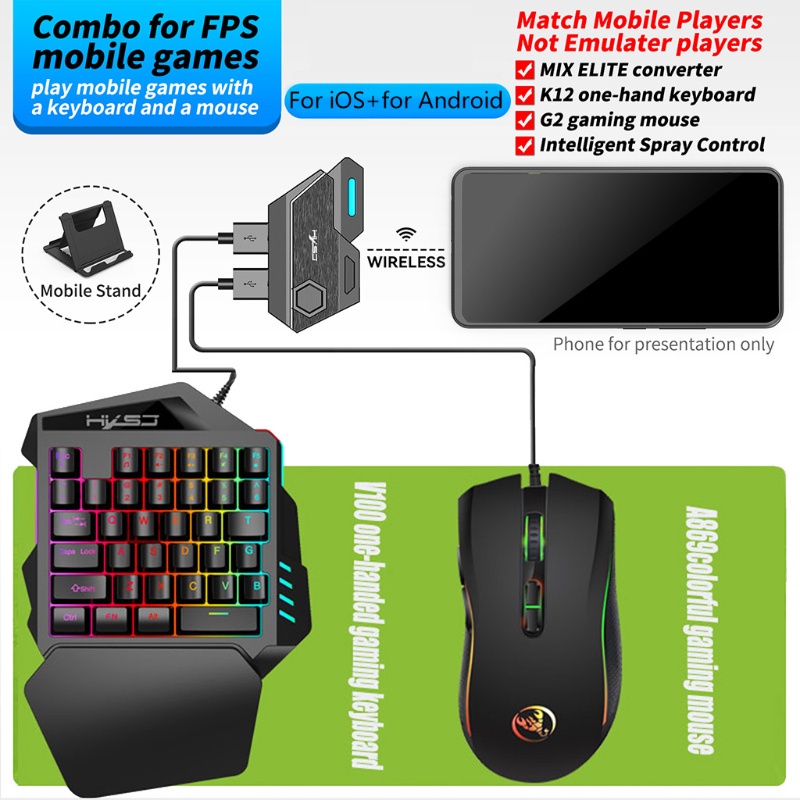 chuyển đổi chơi game chuột và bàn phím Bluetooth 5.0 cho điện thoại Android/máy tính bảng