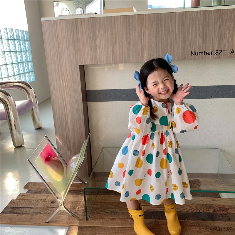 Đầm DàI Tay In HọA TiếT CầU VồNg Cho Bé