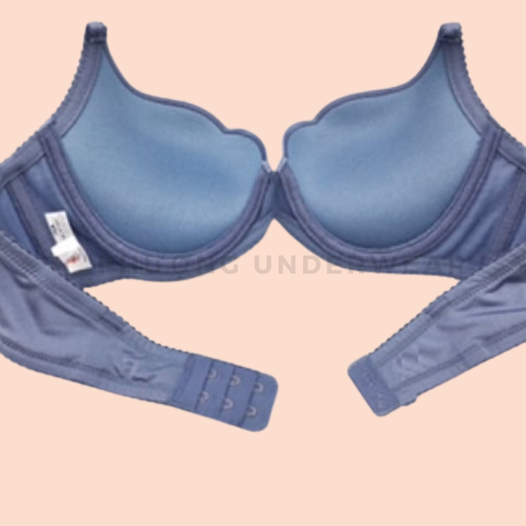 Áo lót nữ nâng ngực tạo khe Darlin 003 mút dày có gọng màu trơn đính trái tim cúp xéo