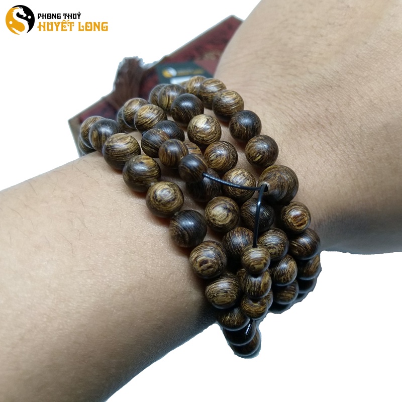Vòng Tay Trầm Hương Chuỗi Tràng 108 Hạt Sánh Chìm, Vòng Phong Thủy Huyết Long