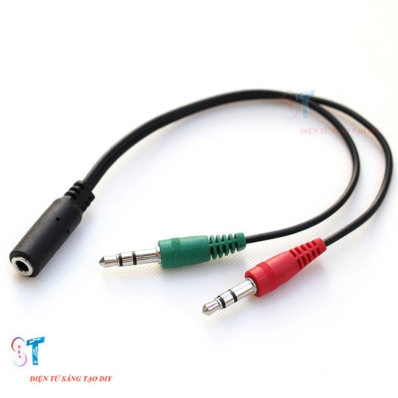 Cáp chia Audio 3,5mm đầu cái ra míc và tai nghe đầu đực