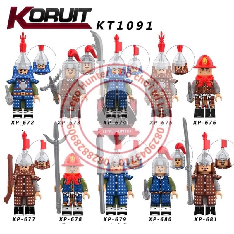 Nonlego Army Koruit KT 1091 minifigures mô hình lắp ráp Lính triều đại nhà Minh