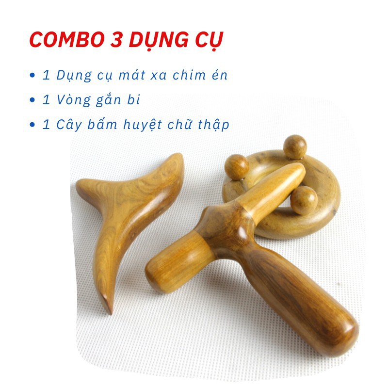 Dụng cụ mát xa bấm huyệt cầm tay - combo 3 món