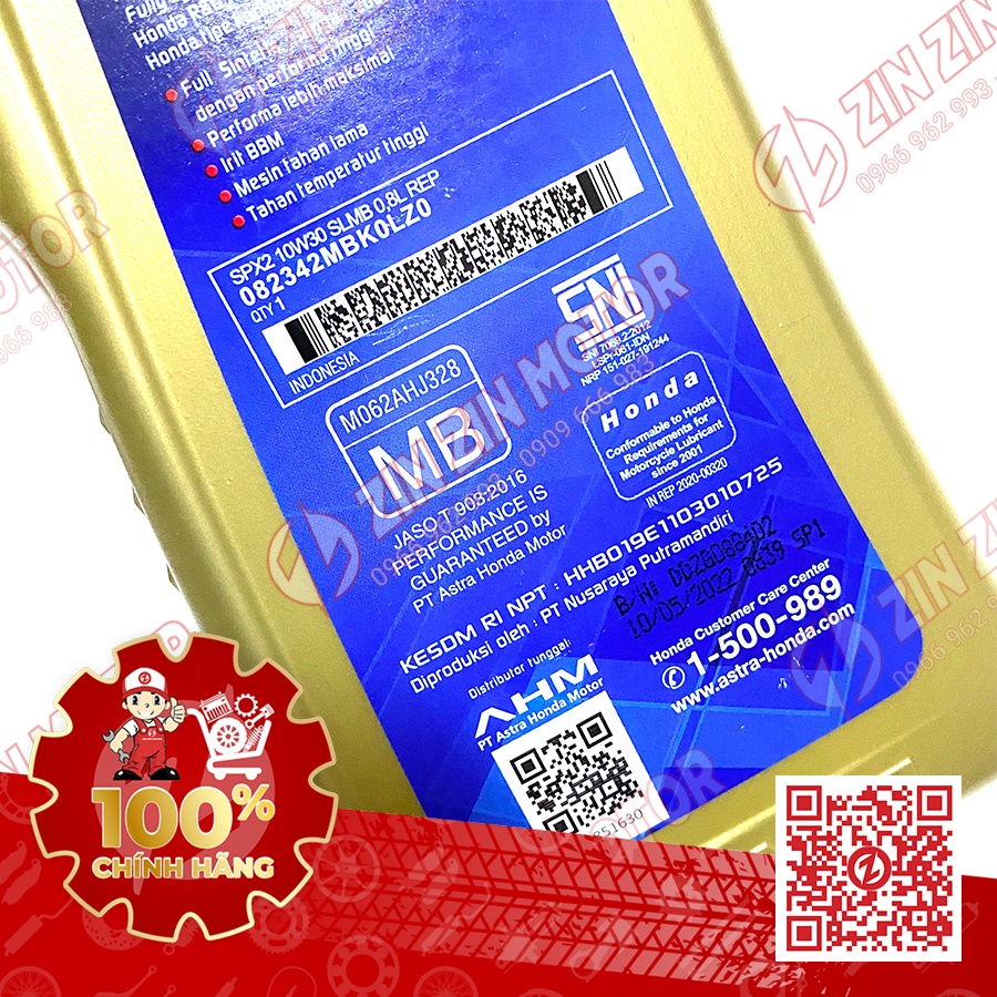 NHỚT AHM 800ML TAY GA SỬ DỤNG 3000KM CHO VARIO, AIRBLADE, VISION, LEAD, SH150i