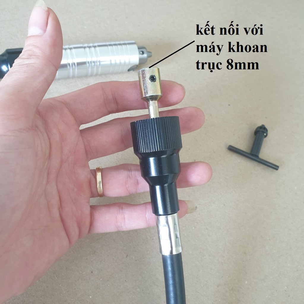 dây truyền động máy khoan treo hay động cơ tốc độ đạp chân đầu - dây nối dài cốt 8mm KT4