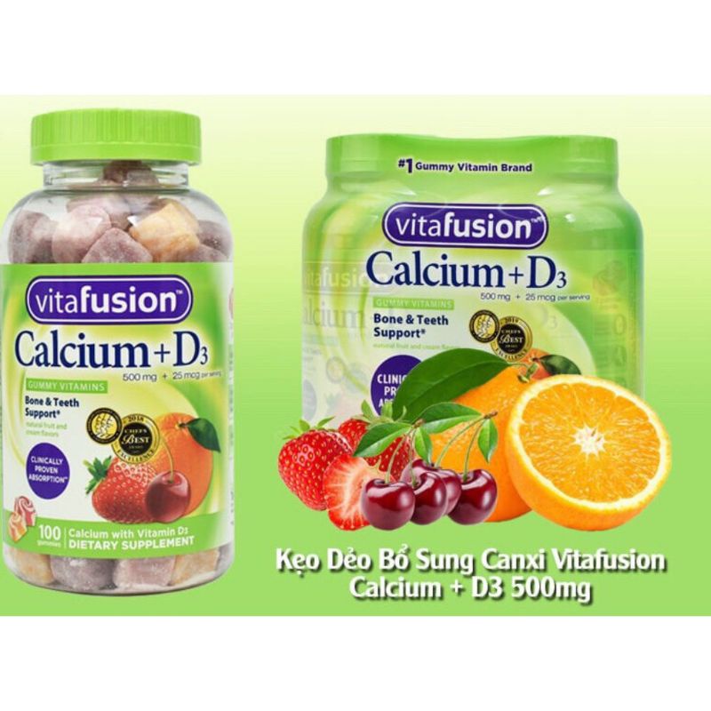 [Date 10/23] Kẹo dẻo bổ sung canxi Vitafusion Calcium + D3 100v