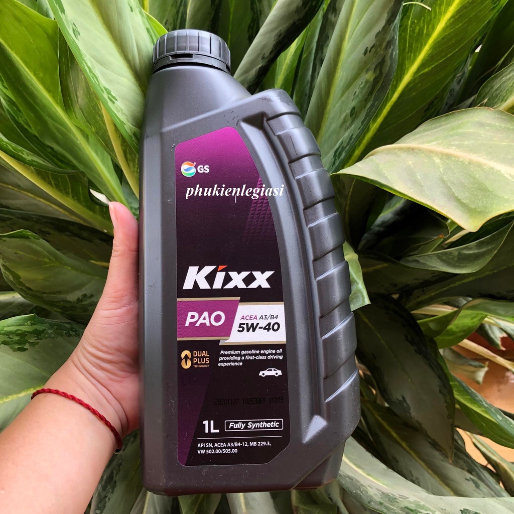Nhớt KIXX PAO 5W40 Fully Synthentic Xe Tay Ga và oto API SN A3/B4 5W40 1 Lít nhập khẩu Hàn Quốc