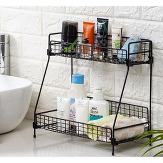 Kệ để đồ nhà bếp nhà tắm 2 tầng bằng sắt sơn tĩnh điện không gỉ cao cấp