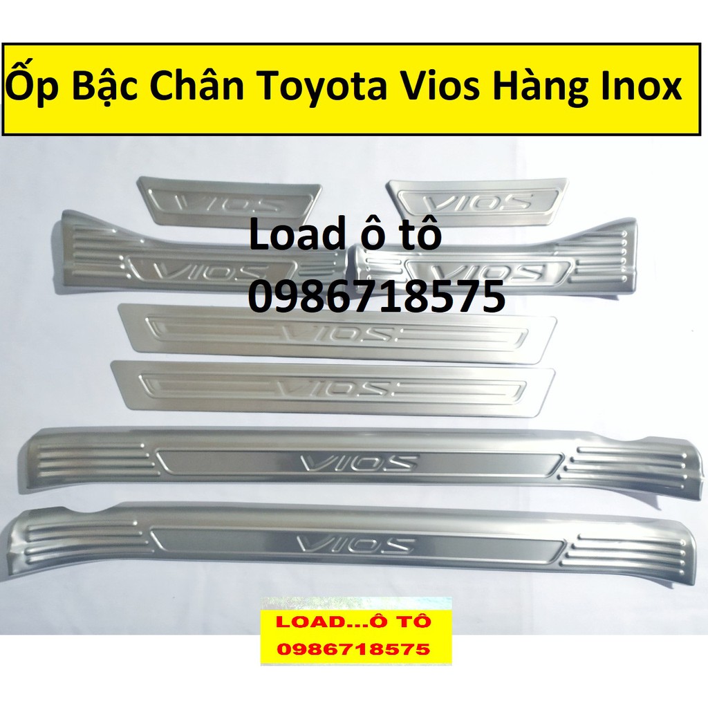 Ốp bậc cửa, Nẹp Bước Chân Xe Toyota Vios 2022-2019 Trong, Ngoài Hàng Inox, Ốp bậc chân Vios