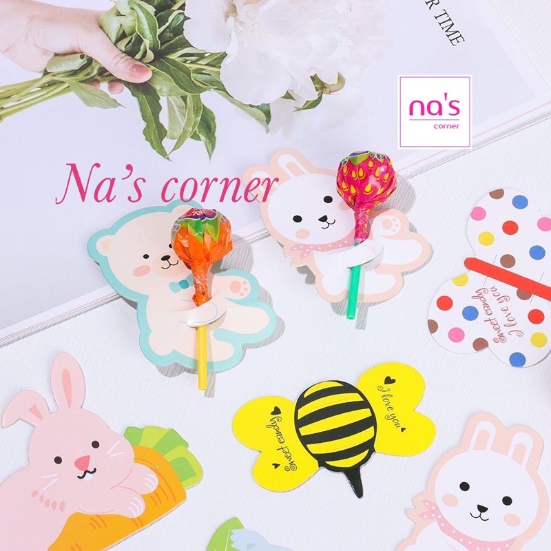Thẻ giấy hình dễ thương ngộ nghĩnh trang trí kẹo mút