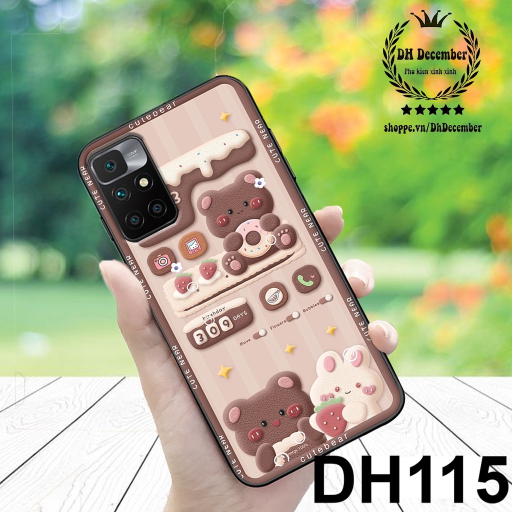 Ốp lưng Xiaomi REDMI 10 in hình 3D GẤU HỒNG-GẤU BE3R -XINH XẺO CỰC ĐẸP