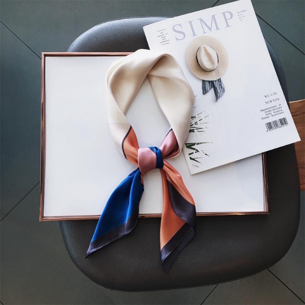 Khăn Choàng Cổ Hình Vuông Cỡ Nhỏ In Họa Tiết Màu Xanh Dương/Hồng/Xám Thời Trang Cho Nữ