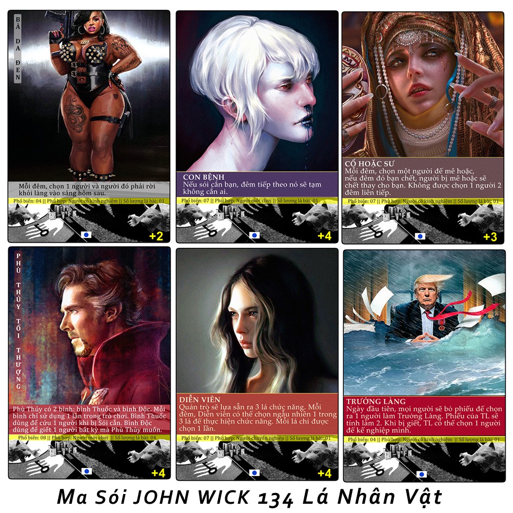 Bài Ma Sói John Wick 134 lá nhân vật việt hóa