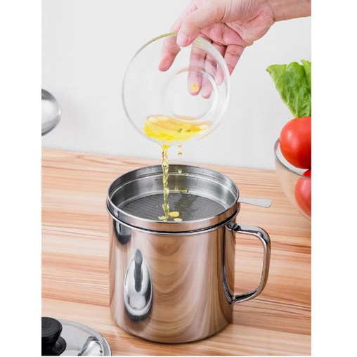 Ca lọc dầu ăn bằng inox cao cấp kèm nắp đậy an toàn
