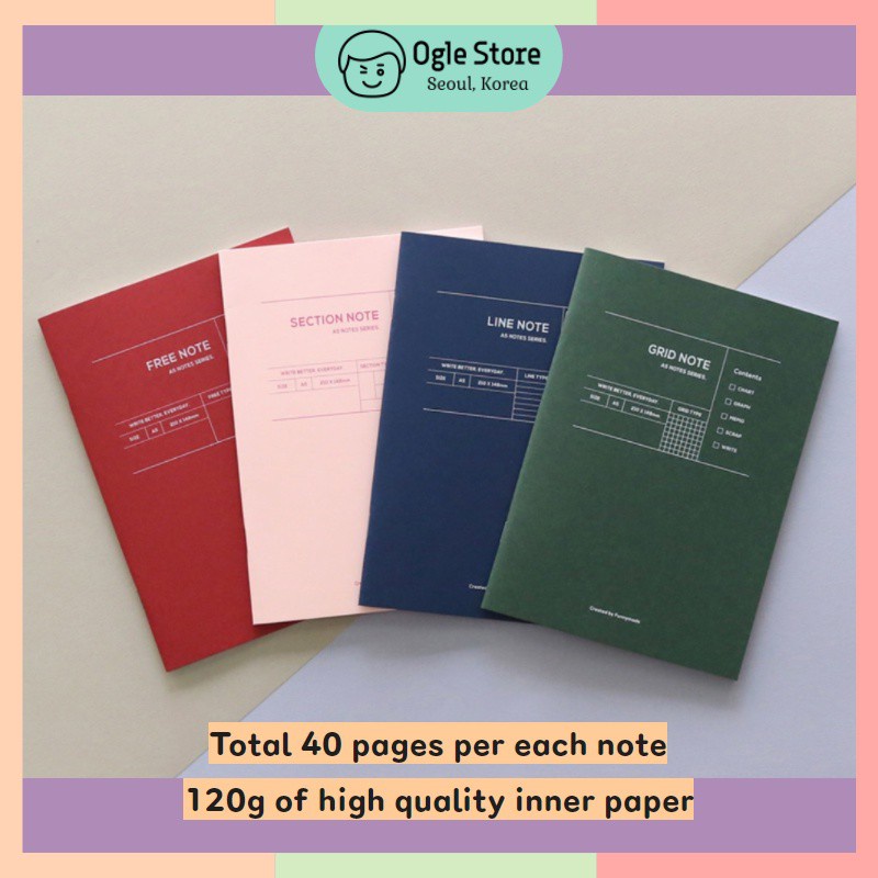 Korean Slim A5 Note Series Daily Weekly Line Grid Section Monthly Note Korean Notebook Planner Scheduler Oglestore