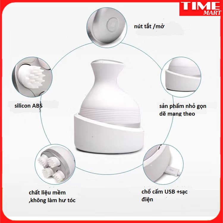 Máy massage đầu mini chống nước-ST-801.Trị đau đầu và vai gáy. Tốt cho sức khỏe [TIME_MART siêu thị tiện ích gia đình]