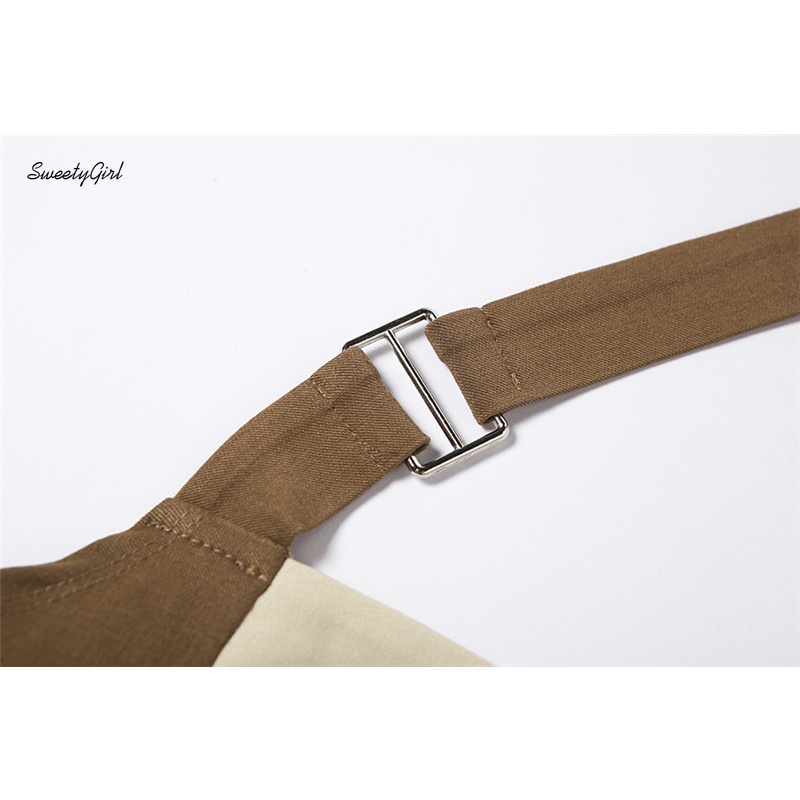 Áo Hai Dây Rút Dây Màu Sắc Tương Phản Thời Trang Quyến Rũ Cho Nữ