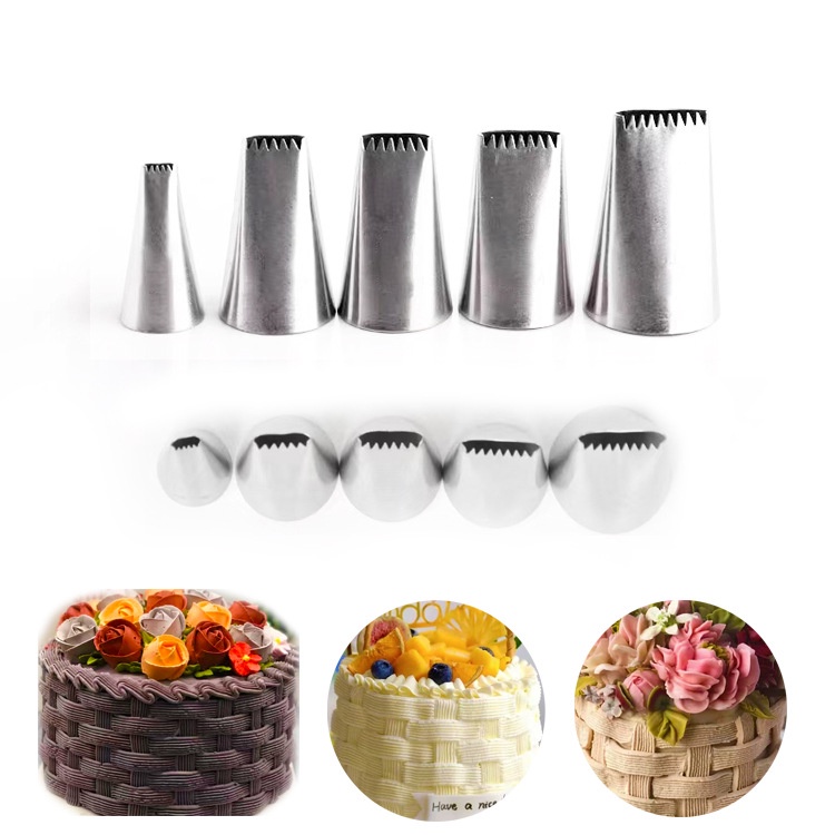 Đui đan giỏ, đuôi bắt kem hàng rào trang trí bánh kem bằng thép không gỉ đúc liền khối nhiều mẫu