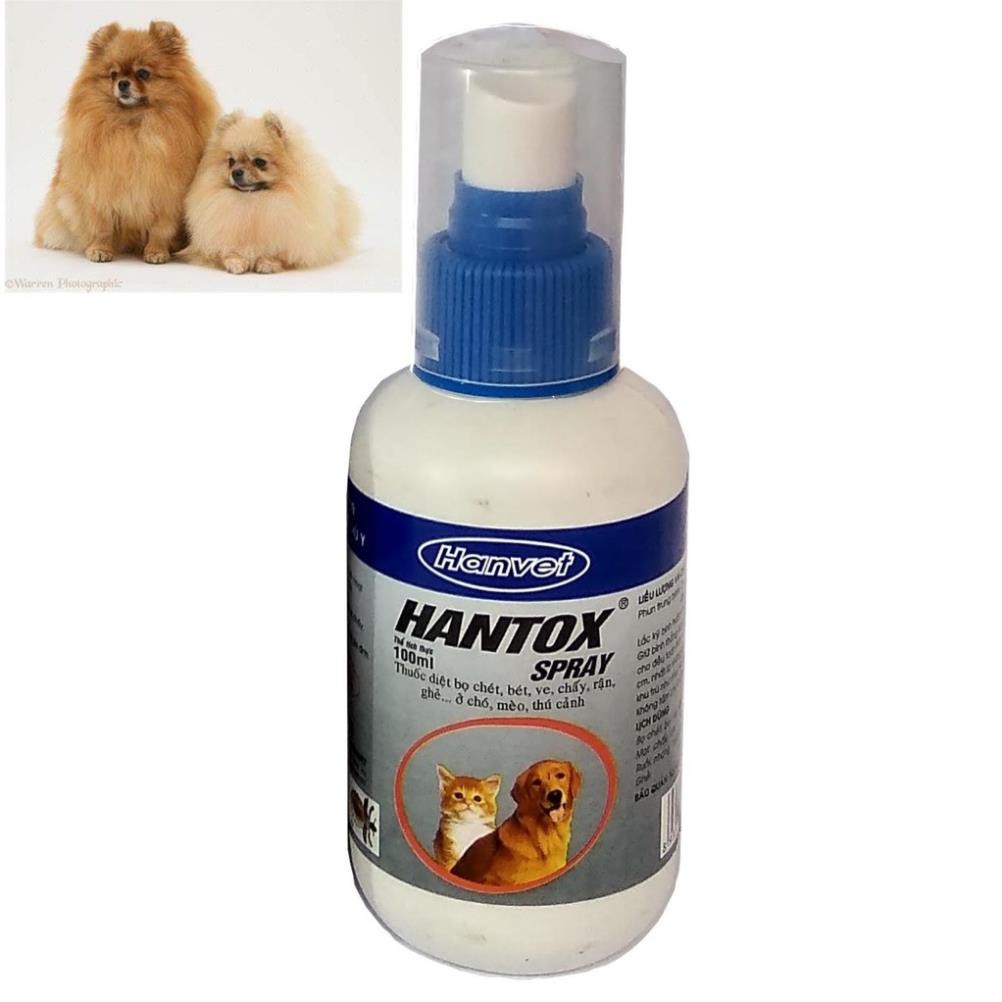 Hantox - 200 100ml dạng xịt trị ve, ghẻ, chấy, rận, bọ chét trên chó mèo